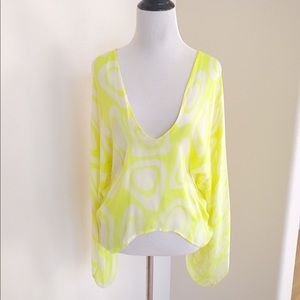 Roberto Cavalli Fluorescent Lime Floating Blouse